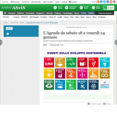 ANSA ASviS - i prossimi appuntamenti sullo sviluppo sostenibile.