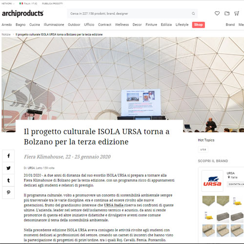Archiproducts - Il progetto culturale ISOLA URSA torna a Bolzano per la terza edizione